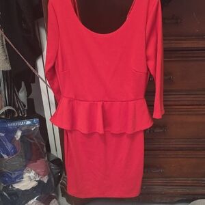 Elegant Red Peplum Dress